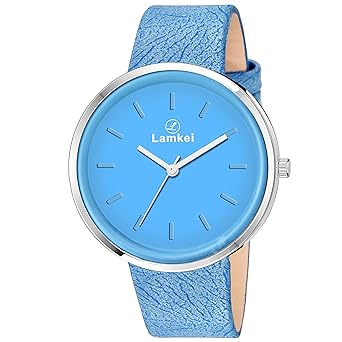 Imported Analogue Display Blue Dial Blue Leather Strap Womens Watch  LMK-0094