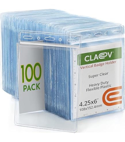 Amazon.com : Bulk 25 Pack - 4x5 Badge Holder Horizontal - Clear Credential  Sleeve for Events