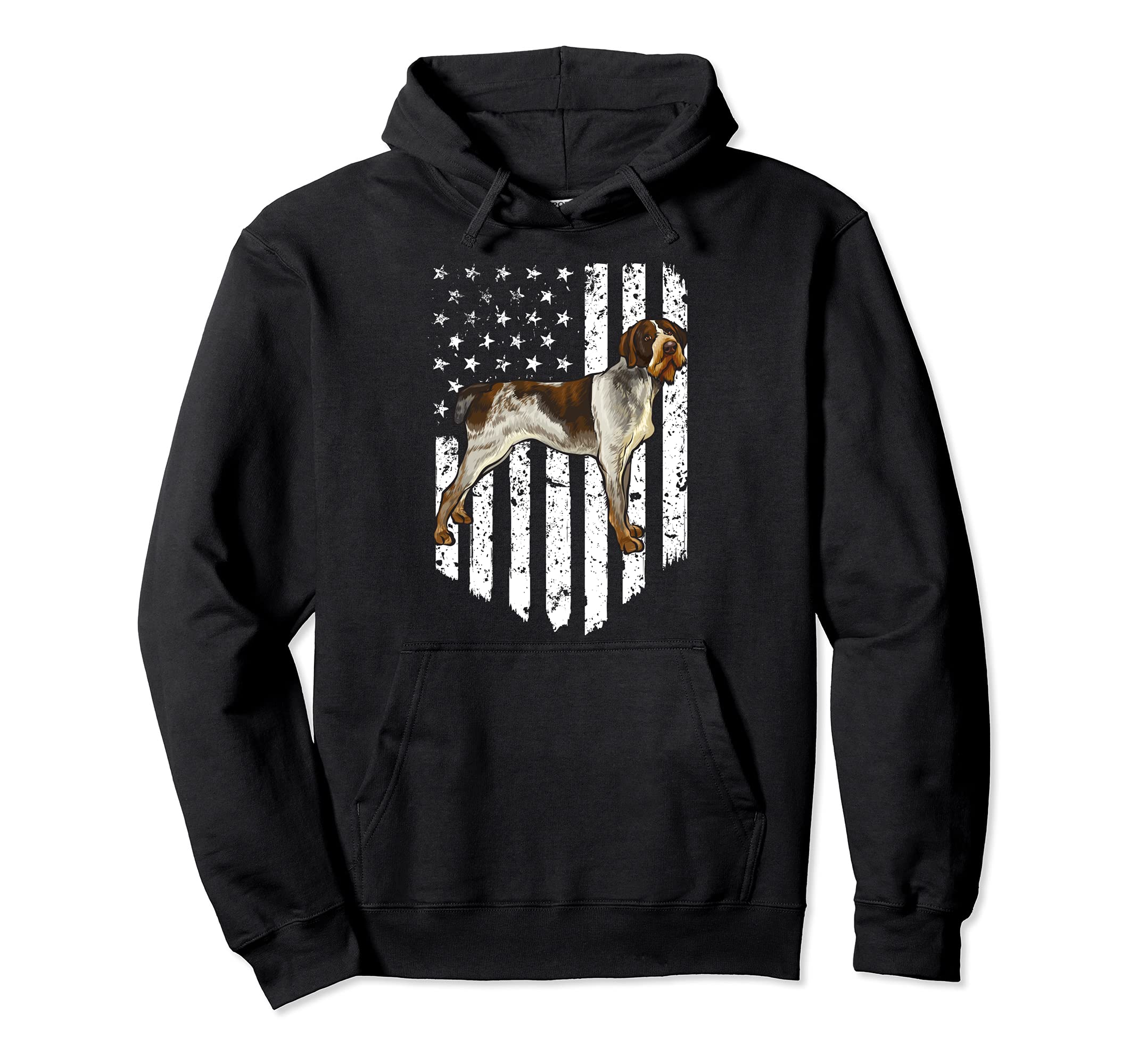 BW American Flag German Wirehaired Pointer 4th Of July USA Pullover Hoodie