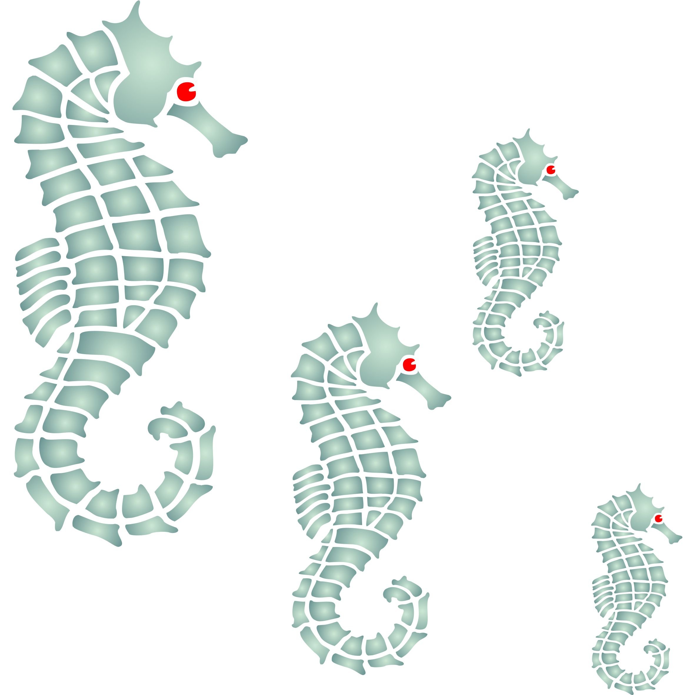 Seahorse Stencil - 35.5 x 35.5cm (L) - Reusable Large Tropical Reef Fish Mural Wall Stencil Template