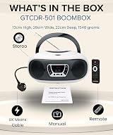 Grouptronics GTCD-501 Stereo Boombox CD Player USB AUX FM White view 8