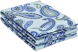 Superior Cotton Flannel Paisley Pillowcase Set King Light Blue