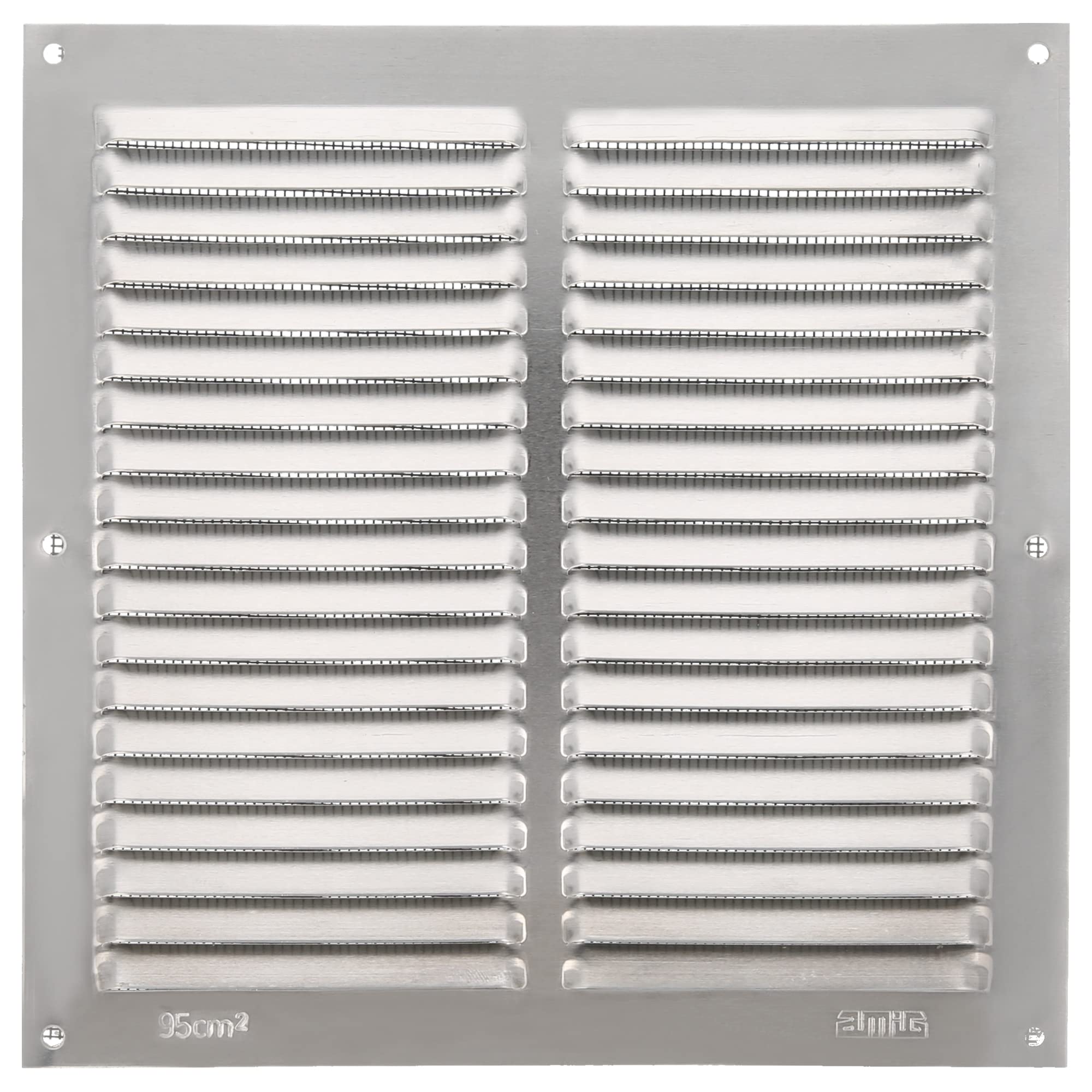 Amig - Square Aluminium Ventilation Grille with Mosquito Net | Ventilation Grille for Air Outlets | Ideal for Ceilings | Dimensions: 200 x 200 mm | Colour: Silver