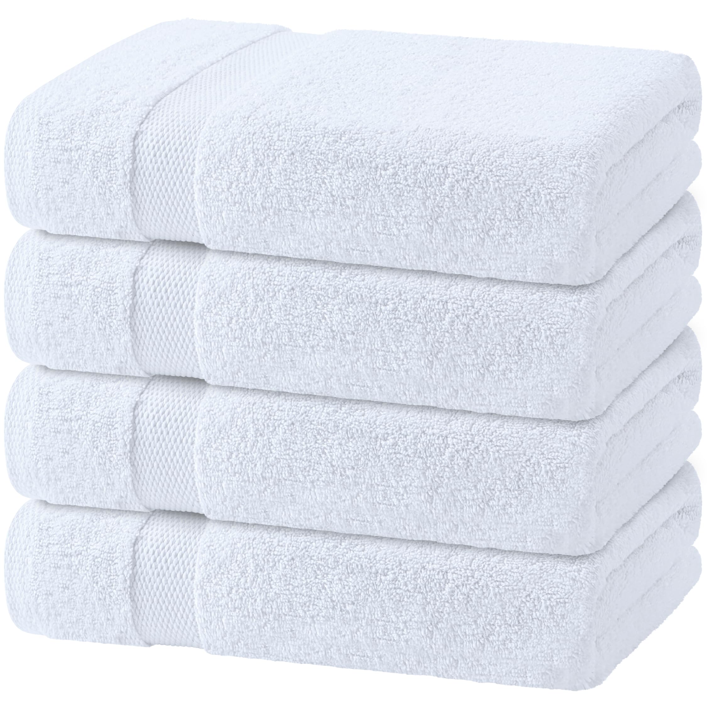 Photo 1 of Wealuxe White Bath Towels Set of 4 — 27 x 54 Inch, 100% Ring Spun Cotton 650GSM, Extra Absorbent, Soft White Towels for Bathroom, Shower, Hotel, Spa