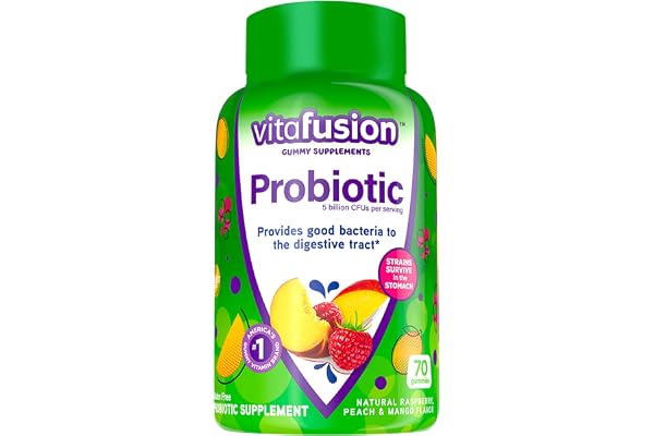 Vitafusion Probiotic Gummy Supplements, Raspberry, Peach and Mango Flavors, Probiotic Nutritional Supplements with 5 Billion