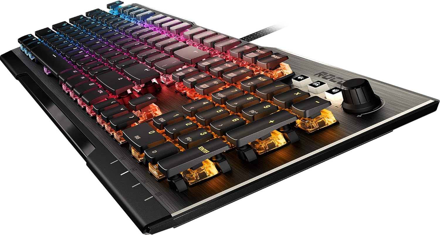 Amazon Com Roccat Vulcan 100 Aimo Rgb Mechanical Gaming Keyboard Brown Switches Computers Accessories