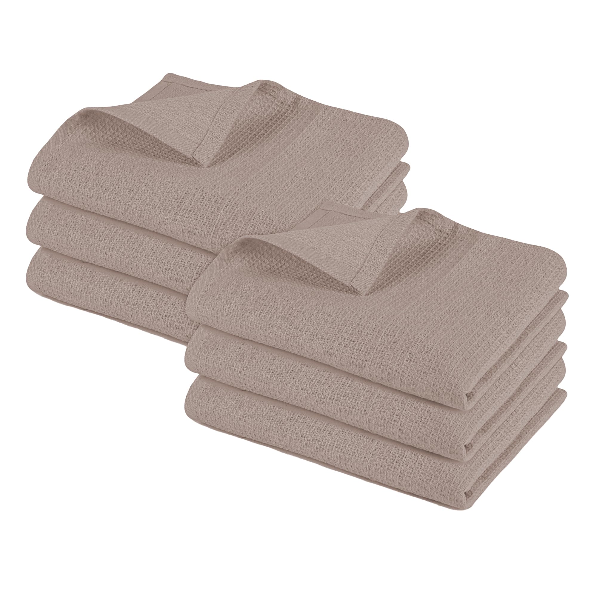Pagnanno. – Hotel Quality Kitchen Tea Towels & Waffle Weave – Professional Grade Cotton 45 x 70 cm | Super Absorbent and Fast Drying dish, Kitchen and Bar Towels (Pack of 6 (45x70cm), Taupe)