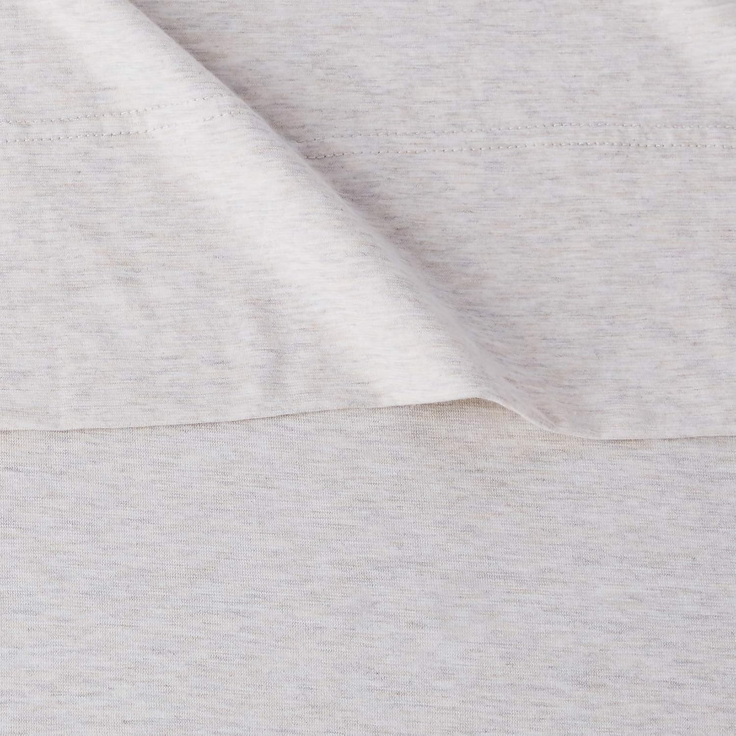  Basics Heather Cotton Jersey Bed Sheet Set - Queen, Oatmeal: Home & Kitchen