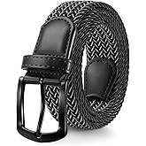 SUOSDEY Men Stretch Braided Belt, Elastic Belt for Jeans Pants Casual Golf Belt 1 3/8"