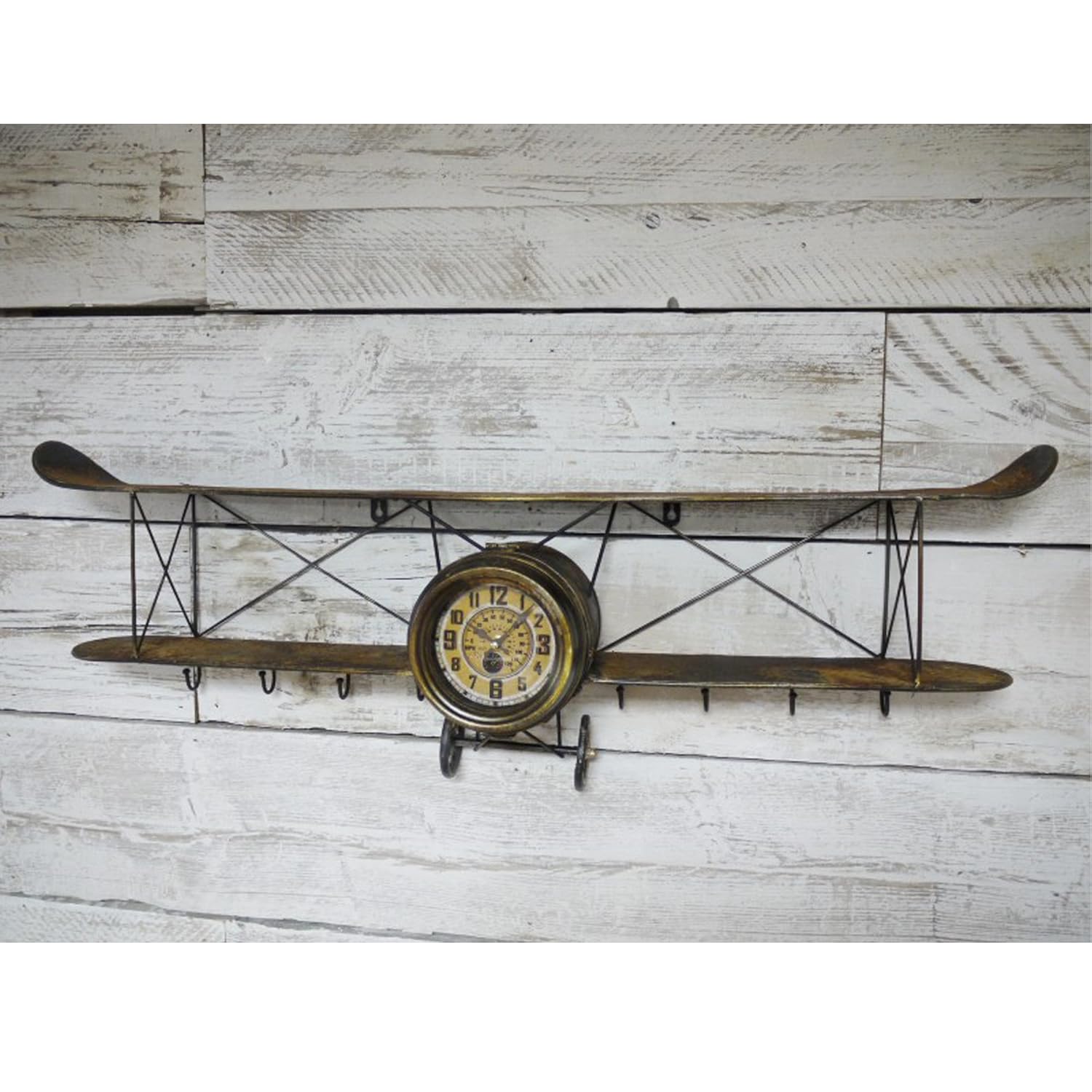 Antique Vintage Wooden Aeroplane Plane Floating Shelf Shelves Wall Display Unit