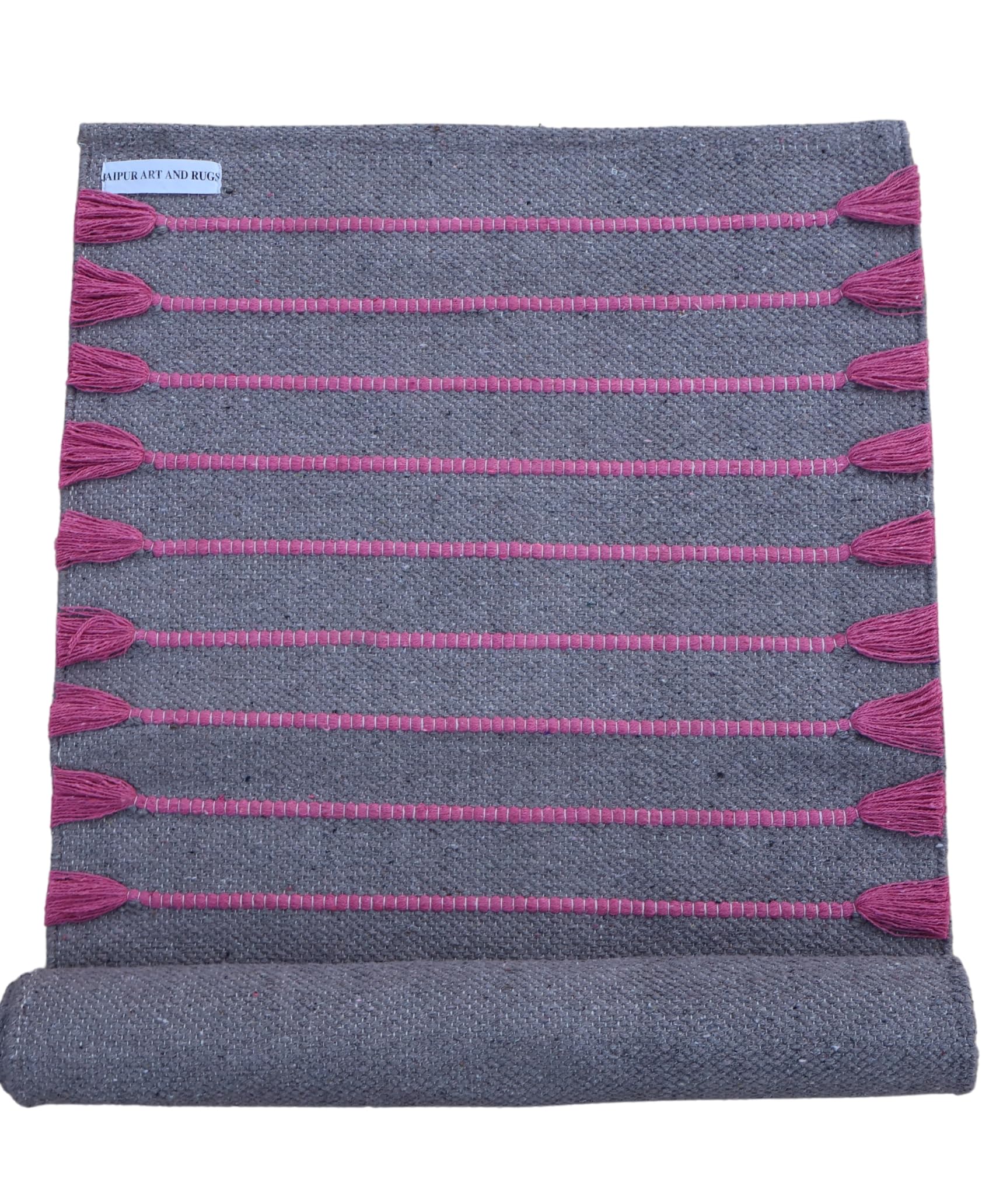 Photo 1 of Jaipur art & Rugs Organic Cotton Yoga Mat - Eco-Friendly Hand-Woven Rug - Non Slip & Thick (24”x72”x5mm) for Everyday Fitness at Home - Comfortable Extra-Long (Pink Blue)