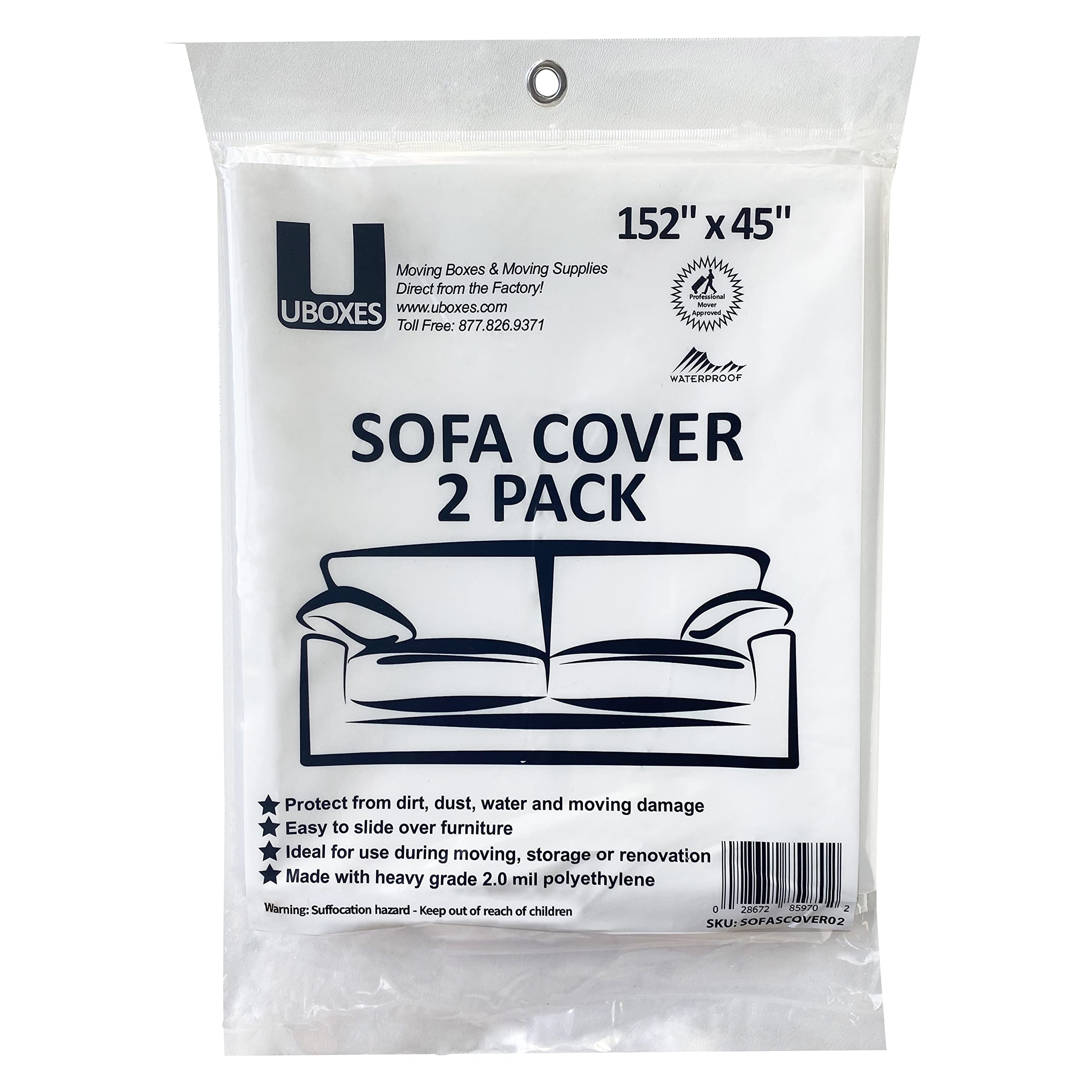 Uboxes SOFA Moving Covers (2 Pack) - 45" x 152" - Moving & Storage Bags