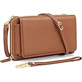 Peacocktion Crossbody Bags for Women RFID Wristlet Wallets Travel Vegan Leather Small Clutch Purses with Phone Pocket Zipper