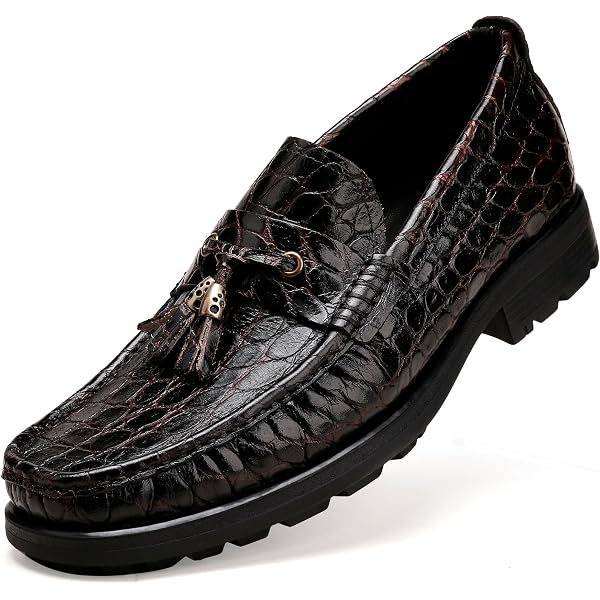 Neiman Marcus Men’s Genuine Crocodile Black Leather Tassel Slip On Shoes 8.5 M 81iamFxeQEL._AC_UY300_.jpg main image 2