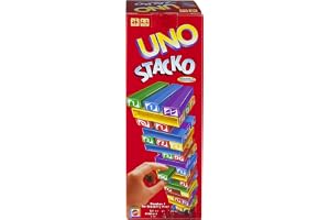 Mattel Games UNO StackoGame for Kids and Family with 45 Colored Stacking Blocks, Loading Tray and Instructions, Makes a Great
