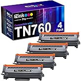 E-Z Ink Pro TN760 TN-760 TN730 TN-730 Toner Cartridge Replacement for Brother tn760 TN-760 to Use with HL-L2350DW HL-L2370DW HL-L2390DW HL-L2395DW MFC-L2710DW MFC-L2750DW Printer(4black)