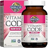 Garden of Life Vitamin Code Raw B-12 - 30 Capsules, 1,000mcg Whole Food B12 Methylcobalamin for Energy, Vegan Methylcobalamin Vitamin plus Probiotics and Enzymes, Gluten Free Supplements