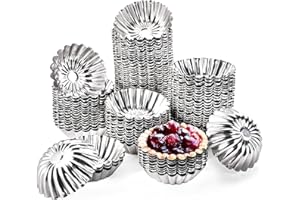 Dicunoy 100 PCS Egg Tart Molds for Baking, 3" Mini Tart Pie Pan, Aluminum Brioche Mold, Resuable Ensaymada Molder Filipino, Brioche Tins Mould for Tart Shells, Cupcakes, Mini Cake, Pudding, Muffin
