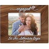 KJULYW Engagement Gifts for Couples 4x6 Picture Frame, Wedding Gifts for Newlyweds Couples, Let the Adventure Begin Engaged Picture Photo Frames for Desk Tabletop Wall Decoration