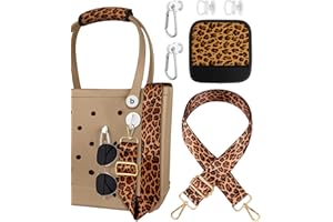 Toykee Bag Strap Crossbody Charms for Bogg Bag Accessories - Shoulder Strap Neoprene Luggage Handle Wrap for Suitcase & 2 Key Holders Brown Leopard