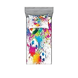 Ambesonne Soccer Fitted Sheet & Pillow Sham Set