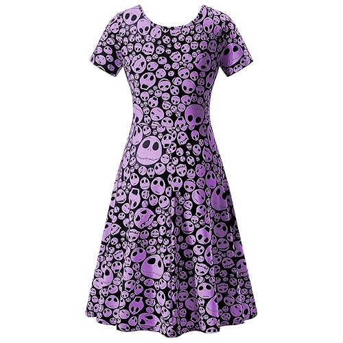 NASHALYLY Women's Halloween Dress Short Sleeves Printed Vintage Style A-Line  Party Dresses(Purple Skull,2XL) in Kenya | Whizz Dresses