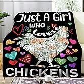 Just A Girl Who Loves Chickens Blanket Lightweight Flannel Fleece Cartoon Cute Animal Throw Blankets Cozy Plush Microfiber All-Season Blanket for Bed/Couch/Sofa - Toddler 50x40 Inch S