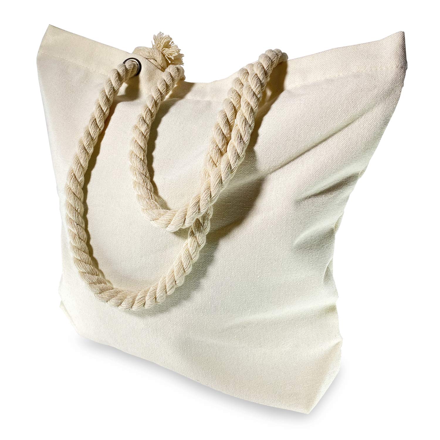 TOTEMODE Cotton Canvas Tote Bag - Durable, Minimalist, Reusable & Sturdy Grocery Shopping Storage Solution with Zippered Top & Comfortable Rope Handles - 100% Natural Cotton Fabric - Size 15.5" x 14"