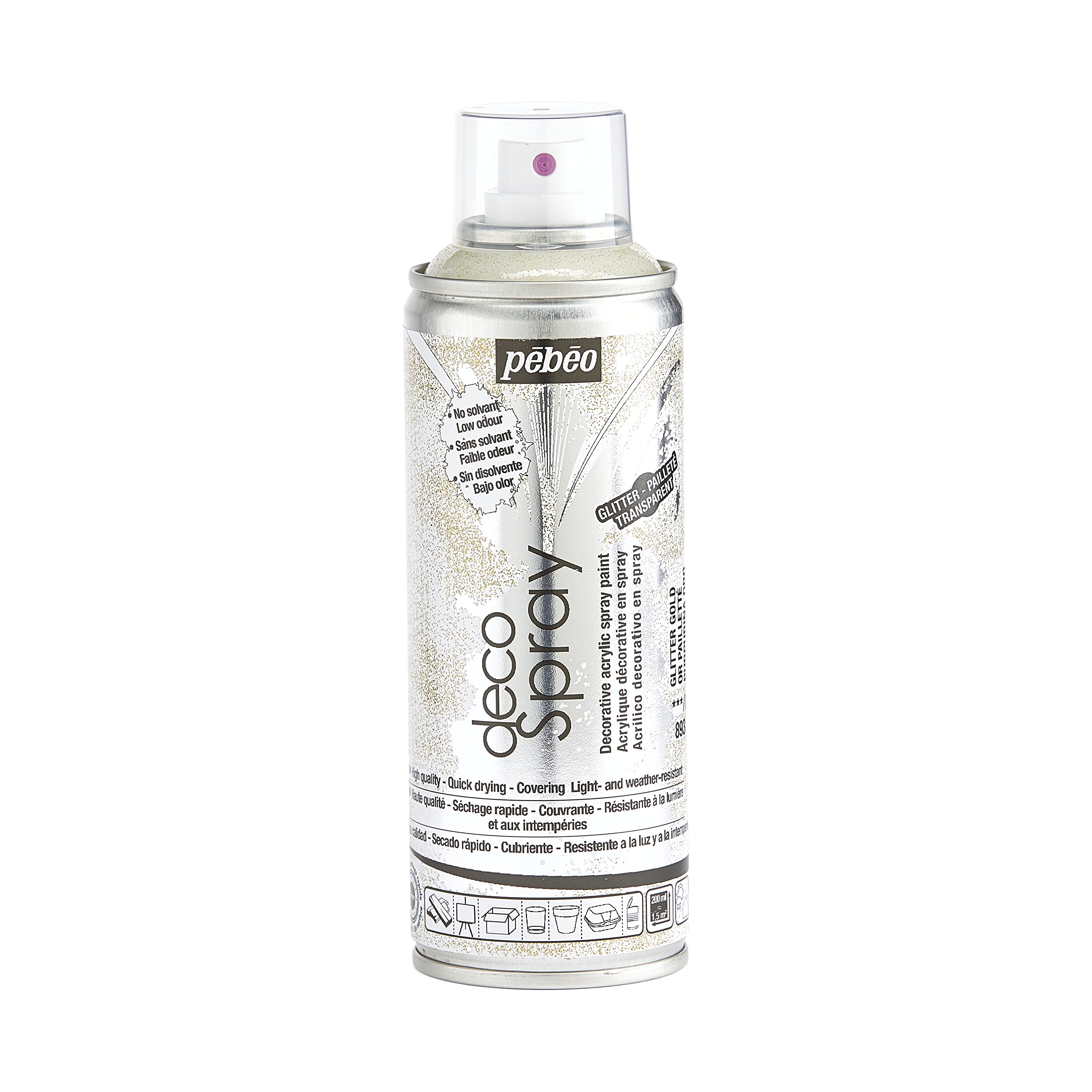 PEBEO 200ml DecoSpray, Acrylic, Glitter Gold, 16.5 x 5.2 x 5.2 cm, 093893