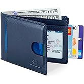 SERMAN BRANDS RFID Blocking Slim Bifold Genuine Leather Thin Minimalist Front Pocket Wallets for Men Billfold Wallet Men Gift