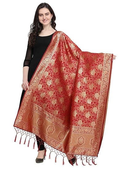 KANCHNAR Womens Banarasi Silk Dupatta