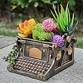 KIKTOP Typewriter Decorative Planter Plant Gift - Desk Decor Succulent Pot for Indoor Plants Typewriter Home Shelf Office Decor Small Flower Pot with Drainage