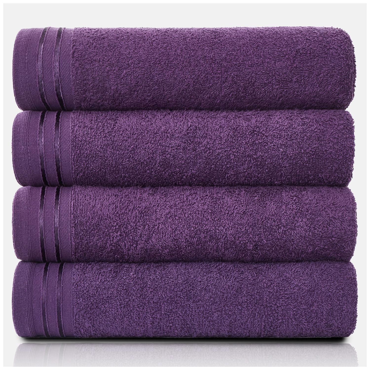 GC GAVENO CAVAILIA Large Towels Bath Sheet, Highly Absorbent Egyptian Cotton Towel Set, 4 Pack Extra Soft Large Bath Towel Purple, Quick Dry Bath Sheets, 450 GSM Washable Towels, 75X135 Cm