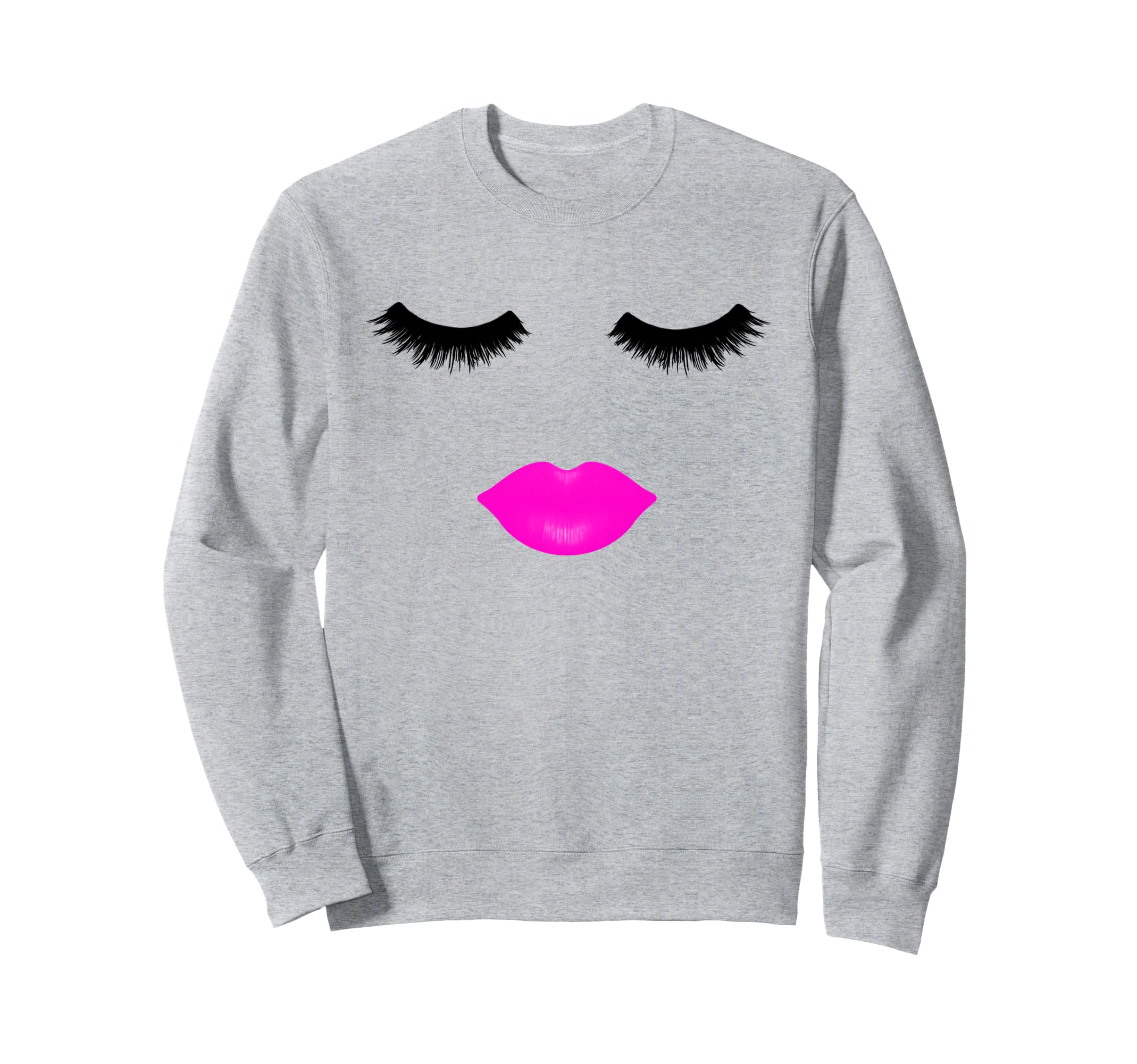 Lip Eyelashes Lipstick Eyelashes Pink Makeup Chic Sweatshirt