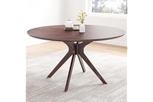 Soohow 47.2" Solid Wood Round Dining Kitchen Table for 4-6 People with Intersecting Pedestal Base