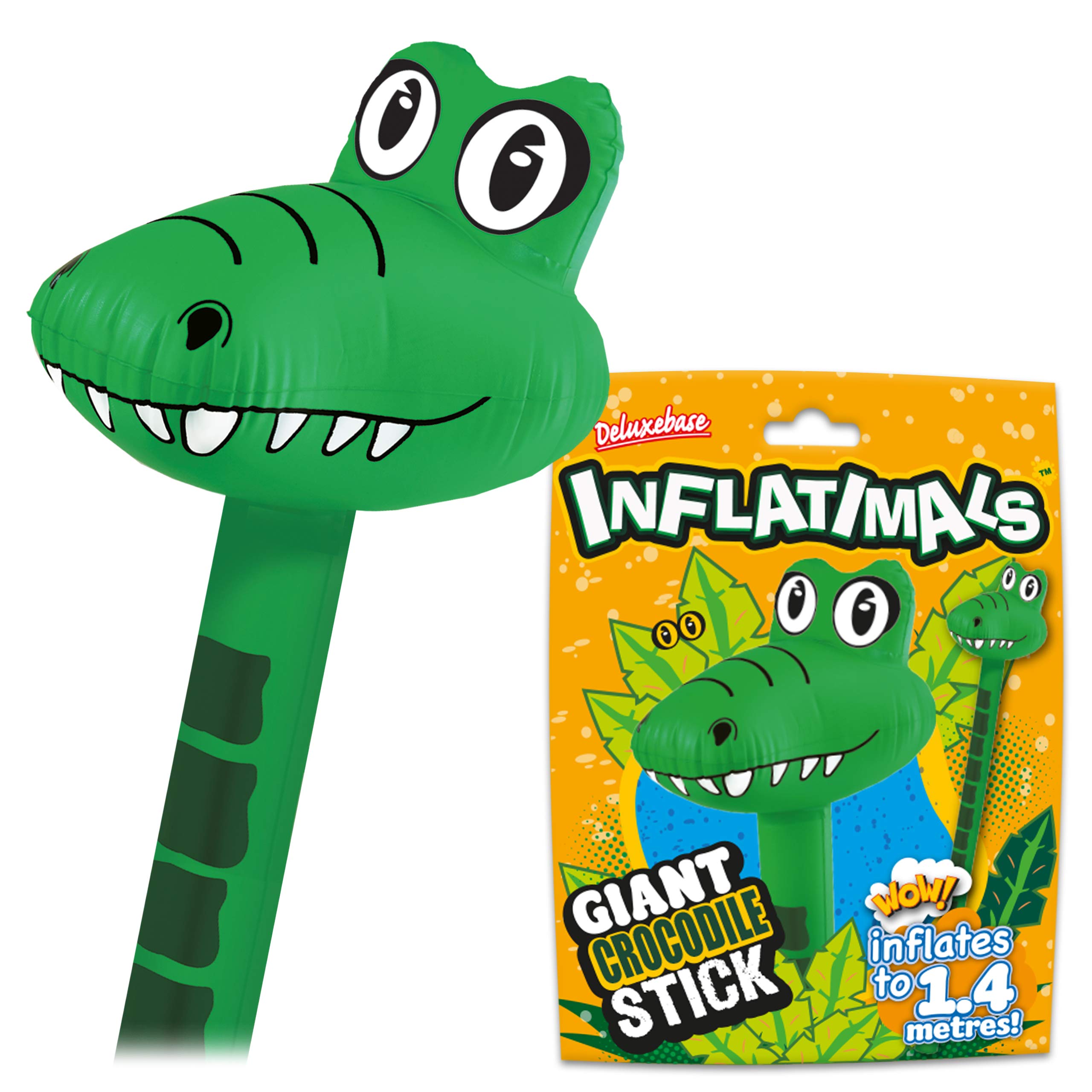 Inflatimals - Crocodile from Deluxebase, Large Inflatable Animal Toy Balloon Stick, Jungle Birthday Decoration & Festival Balloons, Kids Party Supplies and Accessories, Fun Novelty Gifts.