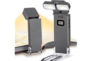 Dott Arts Book Lights for Reading at Night,Rechargeable 1000mAh Reading Lights for Books in Bed Dual-Heads Small Desk Lamps for Home Office with 5 Colors,Timer Function,LED Clip Light for Kids Room