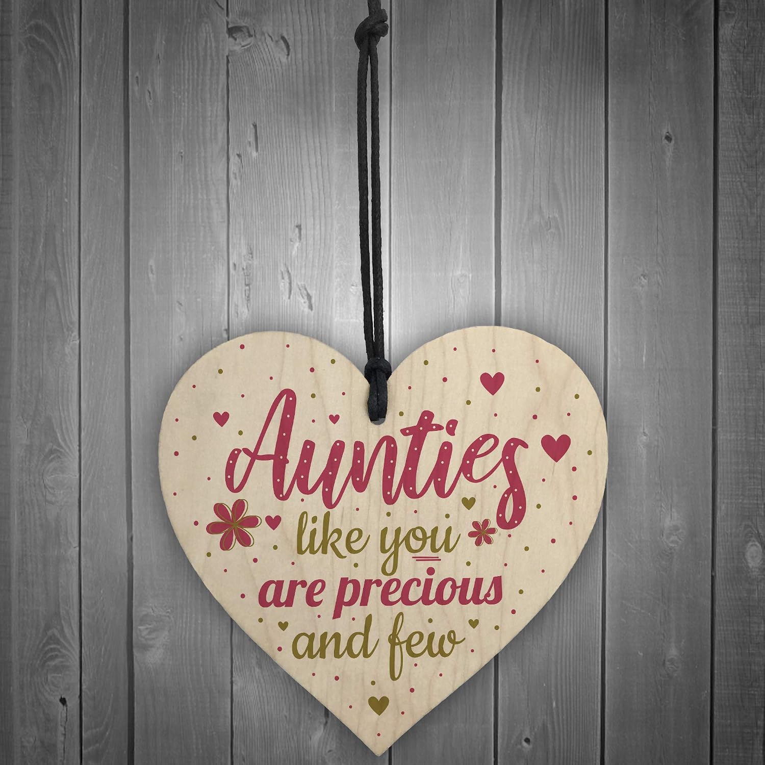 Red Ocean Handmade Auntie Aunt Gift Wooden Hanging Heart Plaque Birthday Christmas Thank You Friendship Gift Sign - Image 3