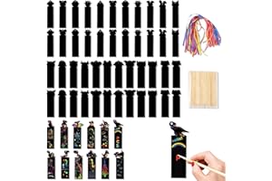 60 Set Scratch Paper Art Bookmarks, Scratch Art Animal Rainbow DIY Bookmark, Art Craft Paper Bookmark Gift Tag Party Favor Pa