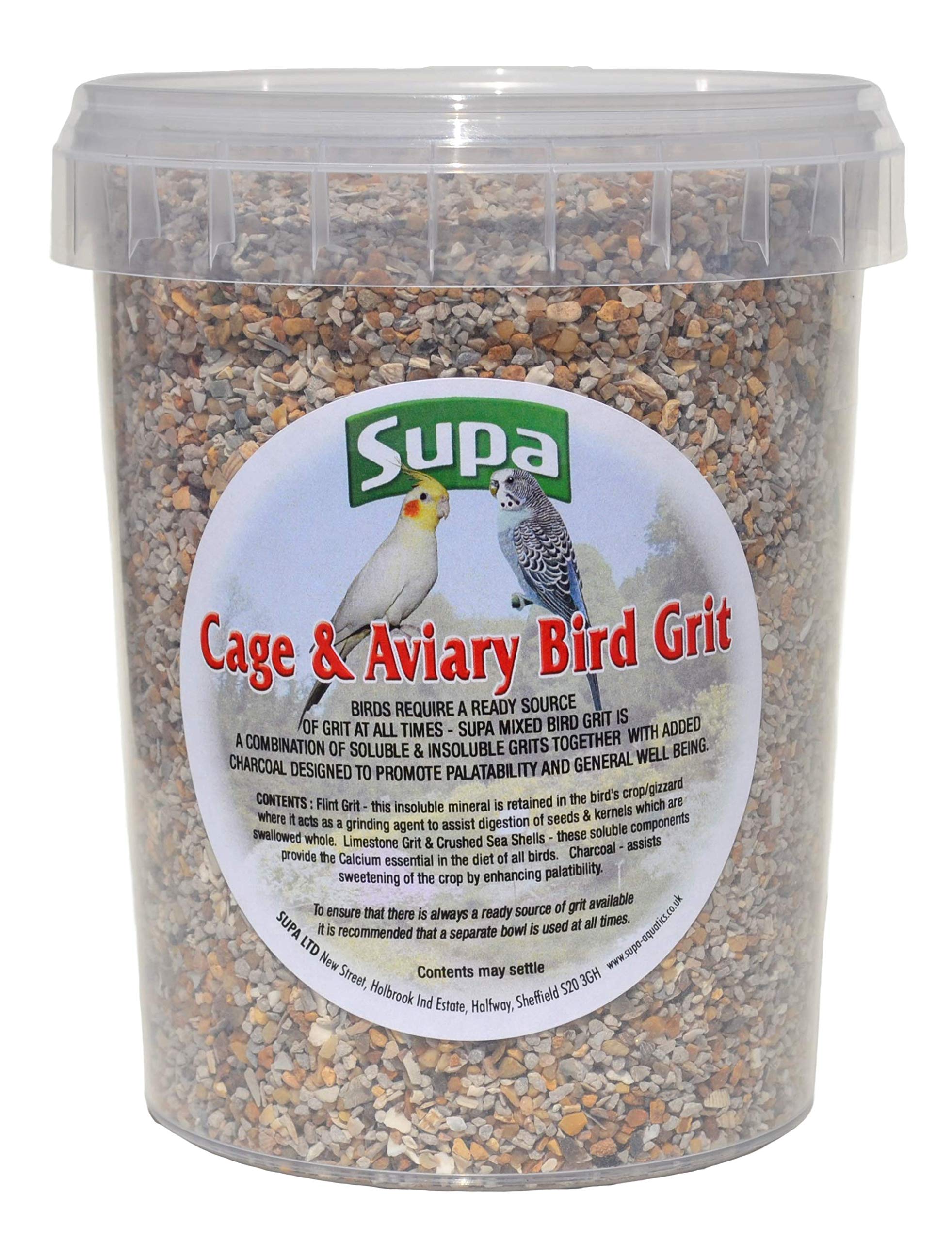 Supa Cage and Aviary Bird Grit, 1 Litre, Pack of 5, Combination Of Soluble & Insoluble Grits and Charcoal Which Aids Good Health, Aids Digestions And Increase Vitality,