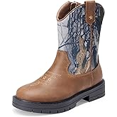 DREAM PAIRS Boys Girls Cowboy Boots Kids Western Riding Mid Calf Boots with Side Zipper (Toddler/Little Kid/Big Kid)