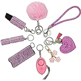 KLKOKVKE Gift Keychain Set for Women Including Wrist Strap, Heart Accessory, Petal Decor and Pom Pom