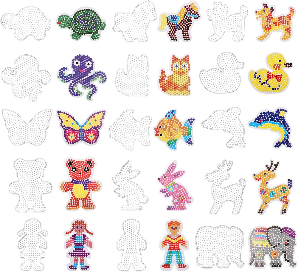 Zocipro 15-Piece Clear Animal Fuse Bead Boards 5mm Pegboards w/ Templates Kids