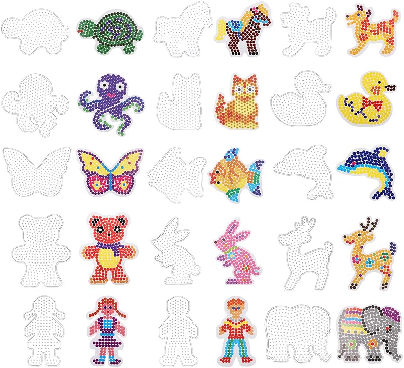 Zocipro 15-Piece Clear Animal Fuse Bead Boards 5mm Pegboards w/ Templates Kids