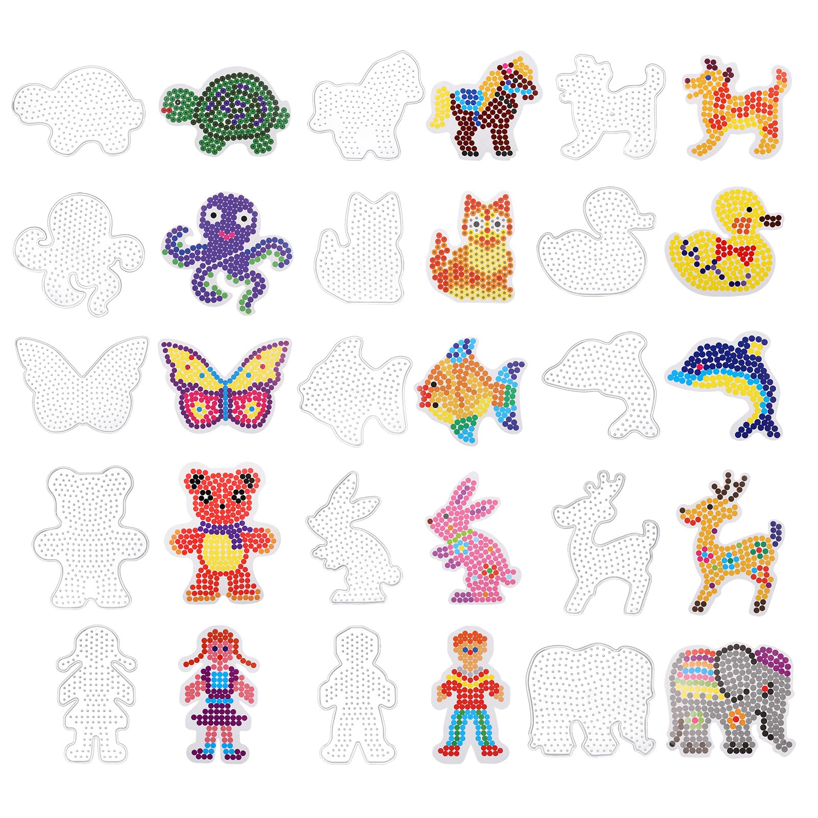 Zocipro 15-Piece Fuse Bead Boards with 5mm Clear Animal Shape Pegboards, Pattern Template Cards, Ironing Bead Pin Plates for Kids & Adults DIY Handcraft