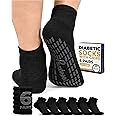 Pembrook 6 Pairs Diabetic Ankle Socks for Men & Women with Grips - 12 Colors Neuropathy Socks for Men | Non Slip Edema Socks