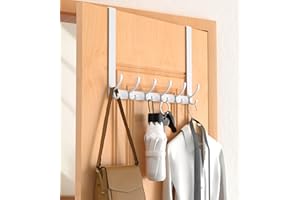 CHAUNCEY HOME Long Over The Door Hooks Hanger with 15.75" Arms for Easier Access by Shorter, Heavy Duty Door Hanger for Coat, F16U, Fits Standard 1 3/8'' Doors, Towel Racks for Bathroom, White