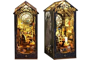 Flever Dollhouse DIY Book Nook Miniature Kit, Bookshelf Insert Decor, 3D Wooden Puzzle Booknook Miniature Kit, Creative Assembled Bookends (Detective Famous Agency)