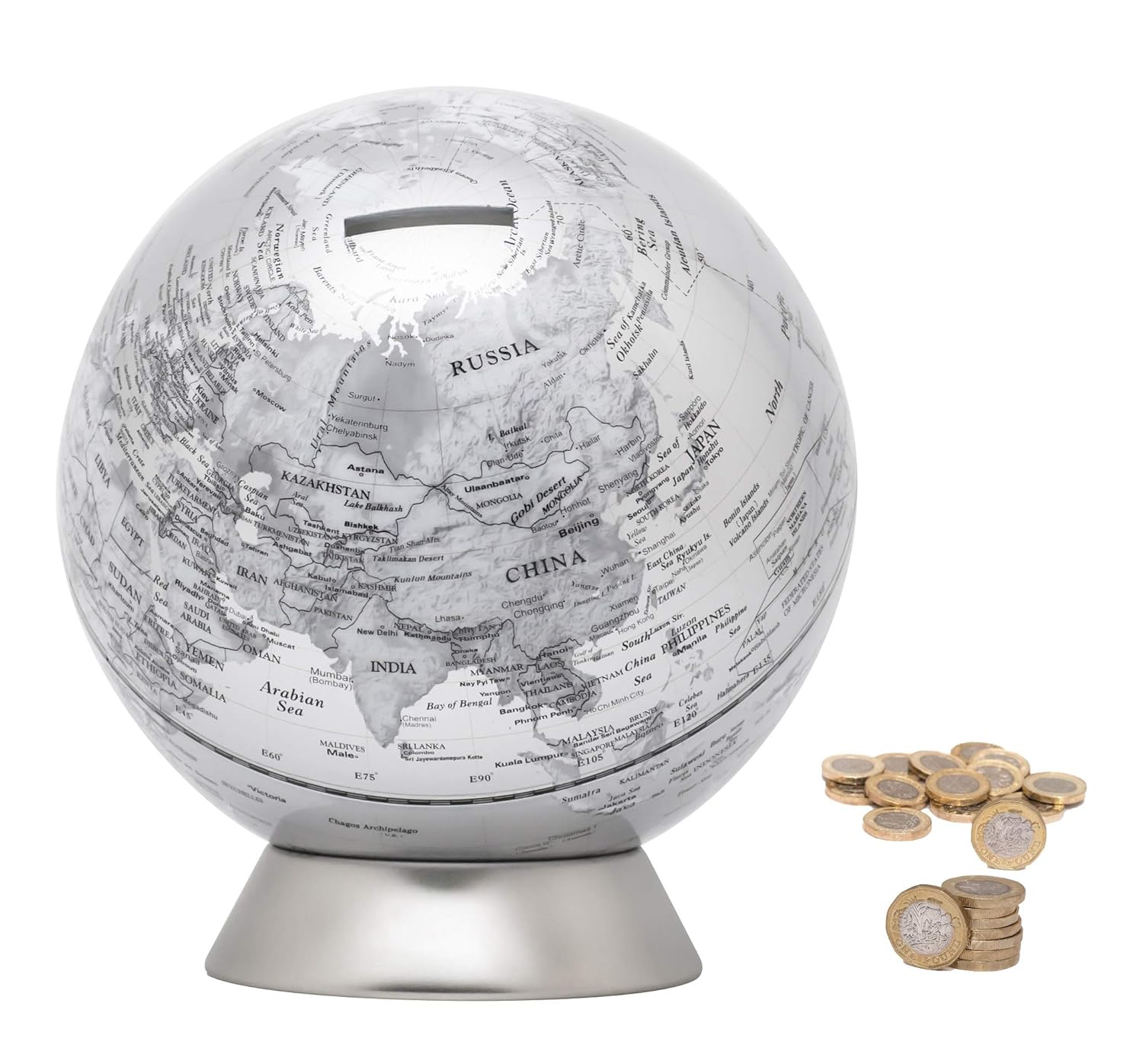 Exerz Money Box Globe Diameter 16cm/ Piggy Bank, Contemporary Metal