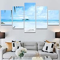 SIGNWIN 5 Panel Canvas Wall Art Aerial Beach Beach Coastal Cool Minimalism Multicolor Photography Relax/Calm for Home Decorations Ready to Hang - 60